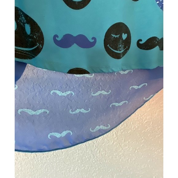 Girls Self Esteem Top with Sheer Back, Large - Mustache Theme - Picture 3 of 4